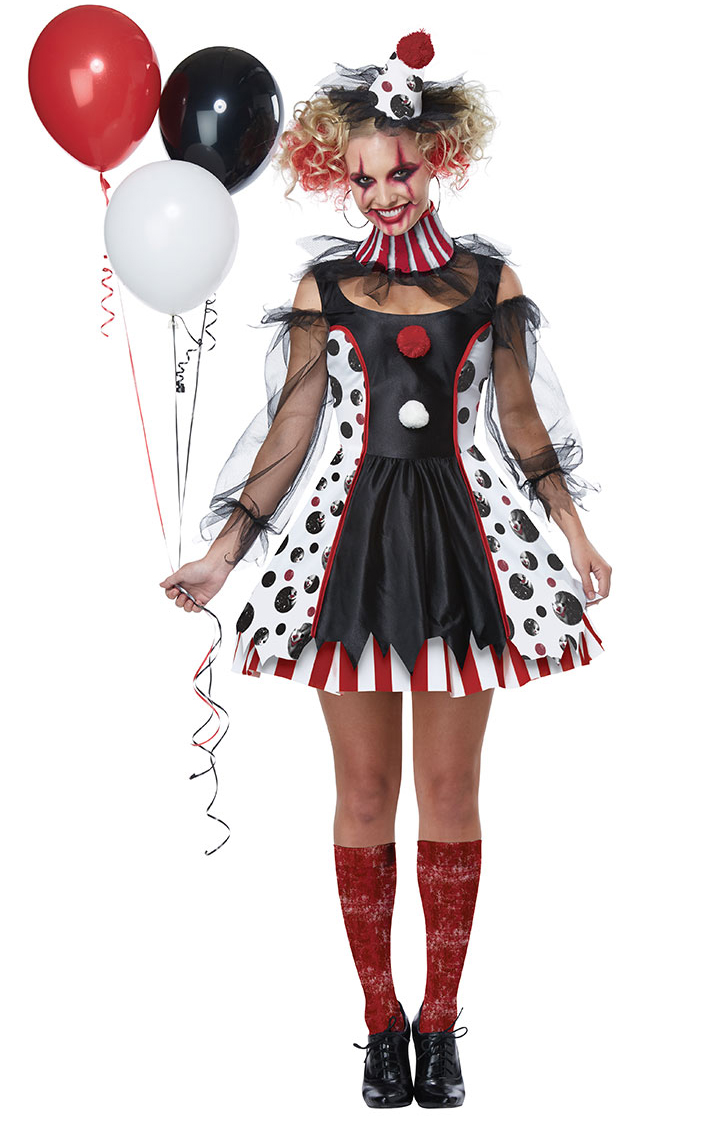 F1963 Creepy Clown Womens Costume For Halloween